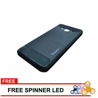 Gambar Case Ipaky Soft Untuk Samsung Galaxy Grand Prime G530 Carbon Series  Black + Free Spinner LED