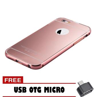 Gambar Case Metal Aluminium Bumper Mirror For Iphone 5   Rose Gold Series+ Free Otg Micro