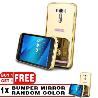 Gambar Case Metal for Asus Zenfone 2 Laser ZE550KL ZE550KG Aluminium Bumper With Mirror Backdoor Slide   Gold + Free Case Metal Bumper Mirror Random Color