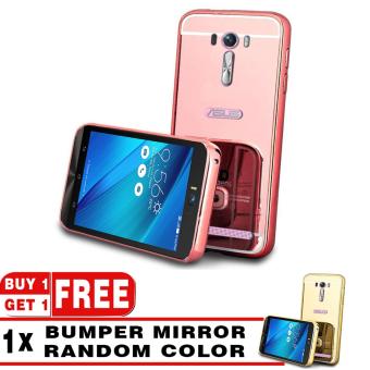 Gambar Case Metal for Asus Zenfone 2 Laser ZE550KL ZE550KG Aluminium Bumper With Mirror Backdoor Slide   Rose Gold + Free Case Metal Bumper Mirror Random Color