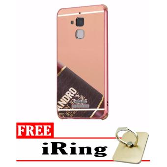 Gambar Case Metal for Asus Zenfone 3 Max ZC520TL Aluminium Bumper With Mirror Backdoor Slide   Rose Gold + Free iRing