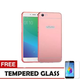 Case Metal Vivo Y55 Bumper Mirror Slide Rose Tempered Glass .