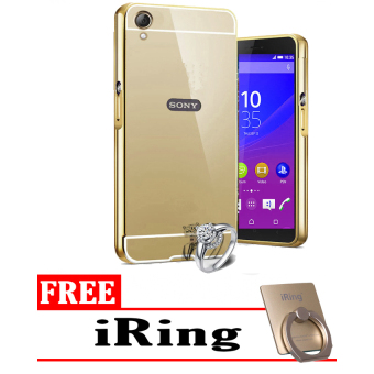 Gambar Case Mirror Aluminium Bumper For Sony Xperia Z1   iRing + Gold