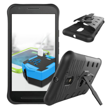 Gambar Case Moto E3 Power Hybrid Sniper Slim Armor With 360 Degrees Rotation Durable Kickstand   Hitam