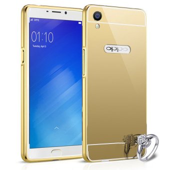 Gambar Case Oppo NEO 9 (A37) Alumunium Bumper With Mirror Backdoor Slide Emas