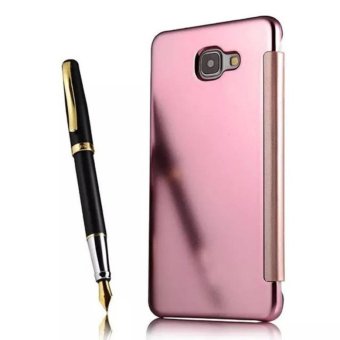 Gambar Case Samsung Galaxy A5 2017 Flipcase Flip Mirror Cover S ViewTransparan Auto Lock Casing Hp   Rose Gold