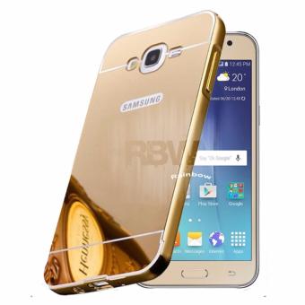 Case Samsung Galaxy Grand Prime Bumper Slide Mirror Samsung G530 / HardCase Metal Glossy / Casing Samsung Grand Prime / Case Cermin - Gold  
