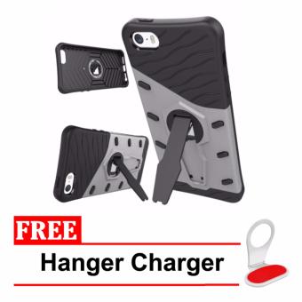 Gambar Case Sniper Armor Dual Layered TPU+PC Hybrid Back Cover Phone Casewith 360 Kickstand for Apple Iphone 5   5S   5SE + Free HangerCharger