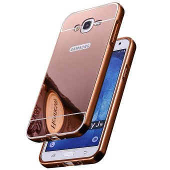 Gambar Case Untuk Samsung Galaxy J5 2016 J510 Backcase Alumunium BumperWith Mirror Backdoor Slide   Rose Gold