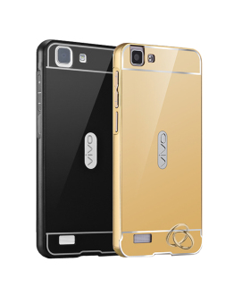 Gambar Case Vivo Y35 Bumper Mirror Slide   2 Pcs Gold dan Hitam