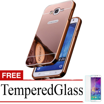 Gambar Casing Metal Bumper Mirror for Samsung Galaxy Grand 2 (7160)   Rose Gold + Free Tempere Glass