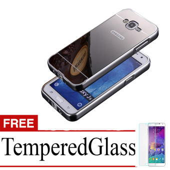 Gambar Casing Metal Bumper Mirror for Samsung Galaxy J7   Silver + FreeTempere Glass