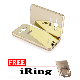 Gambar Casing Samsung Galaxy J3 2016 Bumper Mirror   Gold + Free iRing