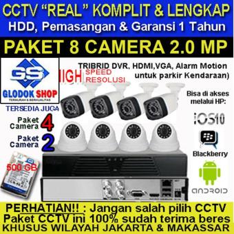 Gambar CCTV PAKET 2.0 MP KOMPLIT PEMASANGAN 8 CAM MIX KAMERA SIAP PAKAI