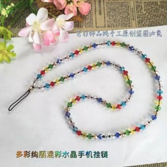 Gambar Cerah warna baru buatan tangan merajut kristal lanyard kalung