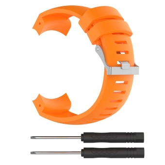 Gambar Classic Buckle Silicone Soft Watch Band with Installation Tools for Suunto Core Alu Black   Orange   intl