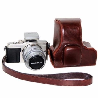 Gambar Coffee PU Leather Camera Case Bag Cover for Olympus EPM2 WithStrap(Intl)   intl