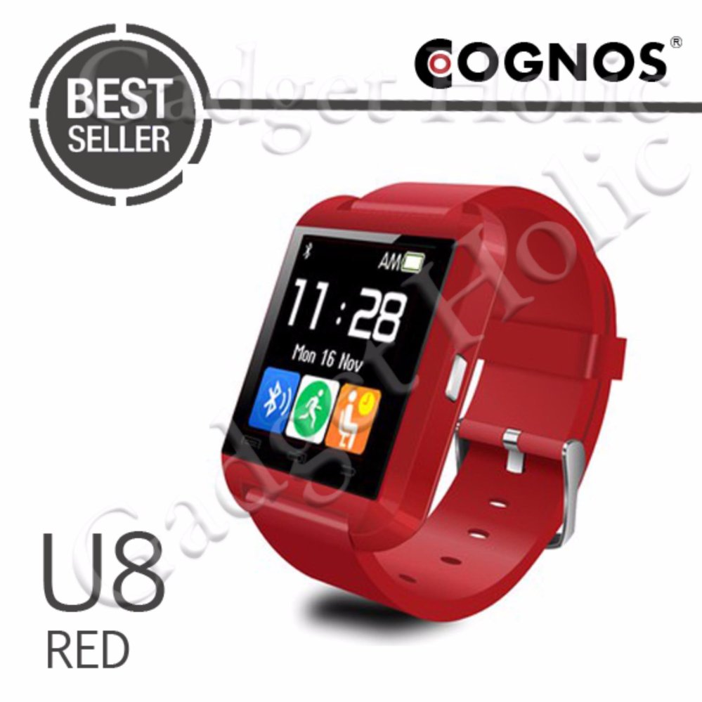 Cognos U Watch U8 Smartwatch - Jam Tangan Pria - Merah - Rubber