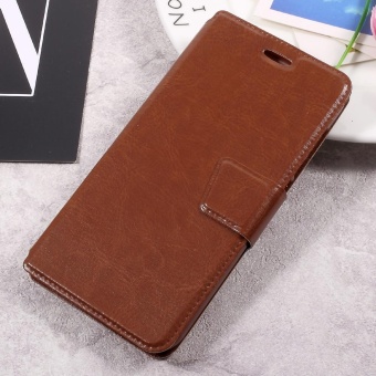 Gambar Crazy Horse Texture Stand Leather Card Holder Cell Phone Casing for Xiaomi Redmi 4X   Brown   intl
