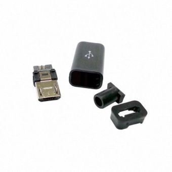 Gambar CY Chenyang DIY Micro USB Type B Male 5Pin four piece assemblyConnector black color 10pcs
