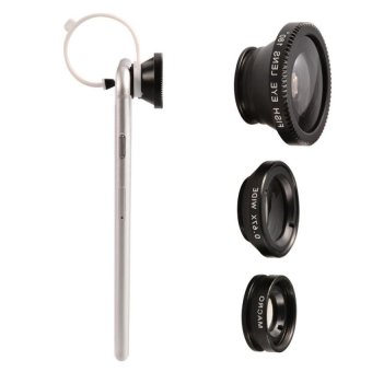 Gambar Cyber 3 In 1 Clip On Fisheye Wide Angle Macro Lens Kit ForCellphone(Black0   intl