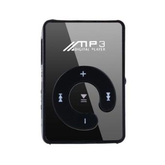 Gambar Cyber Mode USB Mini Klip Olahraga SD Mikro Disebut TF Cermin C Tombol MP3 Musik Pemutar Media (Hitam)