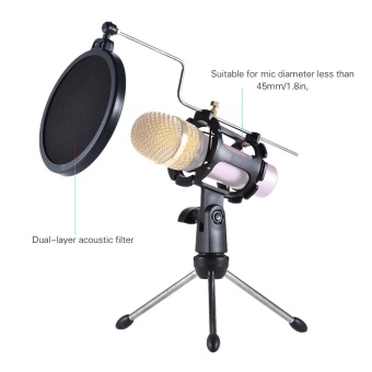 Detachable Desktop Microphone Tripod Stand Holder Bracket Supporter With Shock Mount Mic Holder & Double Dual-layer Pop Filter & Stick Professional For Broadcast Podcast Meeting Online Conference Chatting Lecture - Intl Pebruari 2019 - 2 Detachable Desktop Microphone Tripod Stand Holder Bracket Supporter with Shock Mount Mic Holder & Double Dual-layer Pop Filter & Stick Professional for Broadcast Podcast Meeting Online Conference Chatting Lecture - intl - 2
