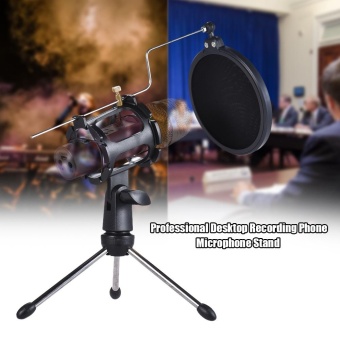 Detachable Desktop Microphone Tripod Stand Holder Bracket Supporter With Shock Mount Mic Holder & Double Dual-layer Pop Filter & Stick Professional For Broadcast Podcast Meeting Online Conference Chatting Lecture - Intl Pebruari 2019 - 3 Detachable Desktop Microphone Tripod Stand Holder Bracket Supporter with Shock Mount Mic Holder & Double Dual-layer Pop Filter & Stick Professional for Broadcast Podcast Meeting Online Conference Chatting Lecture - intl - 3