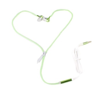 Gambar Diotem In Ear Earphones fashion Sport Earpieces Metal ZipperHeadphones Microphones Glowing Headset Stereo Handsfree HeadphonesNight Light  Green   intl