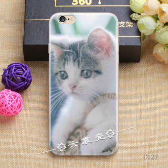 Gambar Ditambah iphone6 silikon kartun kucing all inclusive lengan pelindung ponsel cangkang pelindung