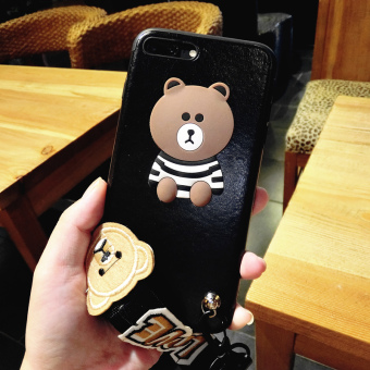 Gambar Ditambah iphone7 kartun lanyard silikon shell shell telepon