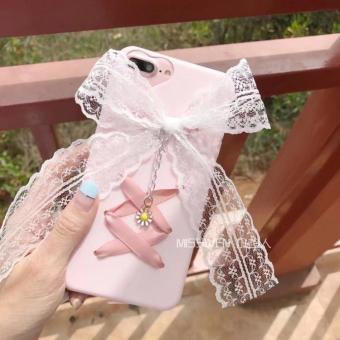 Gambar Ditambah iphone7 7Plus merah muda gadis renda Cooljie telepon shell
