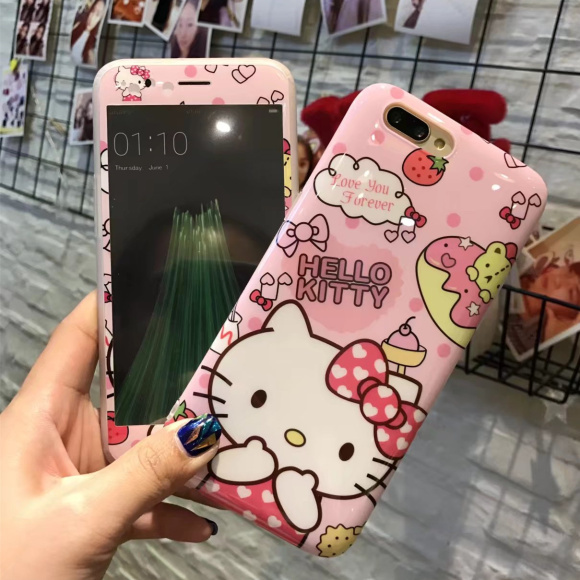 Ditambah oppor11/r9kitty baja layar penuh warna pelindung layar pelindung layar porselen kartun cangkang pelindung