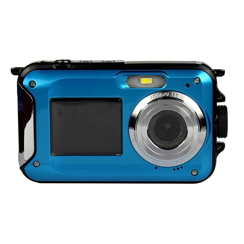 Double Screen Selfie Feature Waterproof 16x Zoom HD Digital Camera(Blue)  