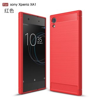 Gambar *Drawing carbon fiber pattern soft shell case cover for S onyXperia XA1(red)   intl