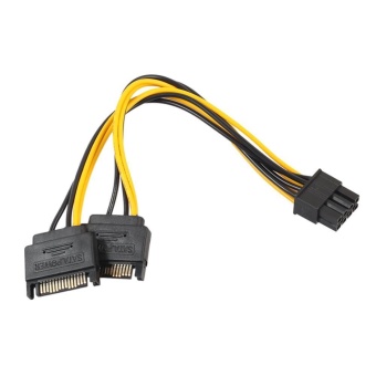 Gambar Dual 15Pin SATA Male To PCIe 8Pin(6+2) Male Video Card Power Cable  intl