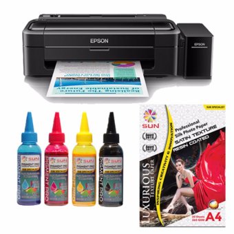 Gambar Epson Printer L310 Sun Pigment Pro Ink Bonus Silk Photo Paper A4 Satin