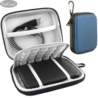 Gambar EsoGoal eksternal Hard Drive Bag case tahan kejut Carrying Case perjalanan untuk 2.5 Inch Portable eksternal, GPS kamera Pack (biru)