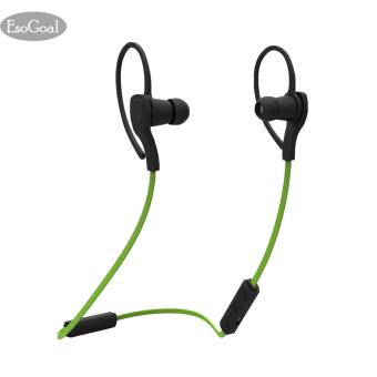 Gambar EsoGoal tujuan Bluetooth Wireless Headphone Olahraga Workout telinga tunas Gym headset menjalankan earphone Tahan Keringat earbud (Hijau+ hitam)