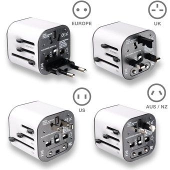 Gambar Eyerayo Detachable Universal World Travel Charger Dual 3.2A USBPorts US To UK EU AU All In One Worldwide Travel Power AdapterSafety Fuse Protection Adaptor International AC Wall Charger   intl