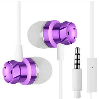 Gambar fehiba In Ear Supper Bass Metal Earbuds Earphone HeadphoneMicrophone 3.5mm (Purple)