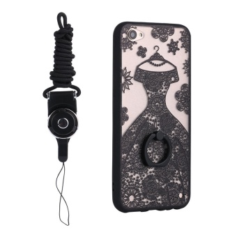 Gambar Finger Grip Stand Ring Hold Vantage Case 3D Relief Painting HardBack Cover For VIVO V5 Lite   Y66 with Lanyard   intl