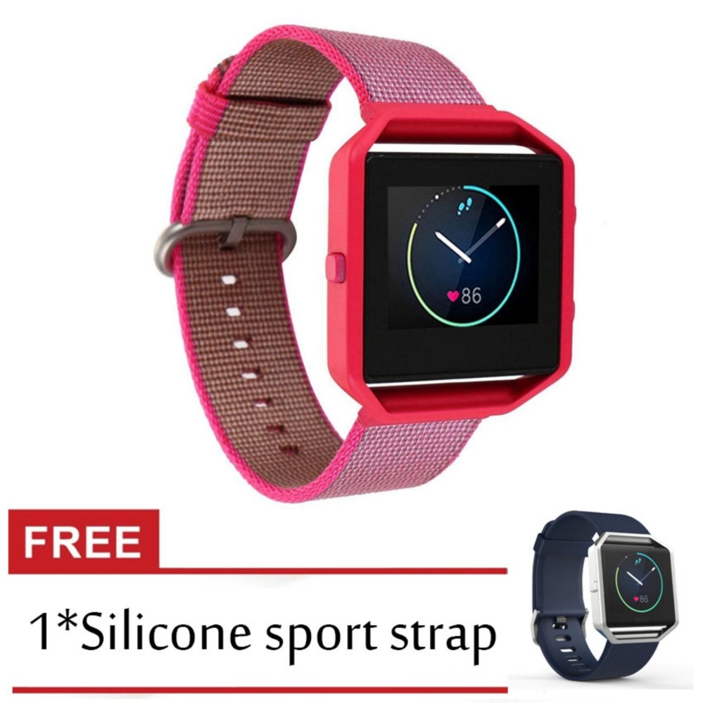 Fitbit Blaze Bands dengan Bingkai Logam, Penggantian Nilon Band Aksesoris untuk Fitbit Blaze Smart Fitness Watch-Intl