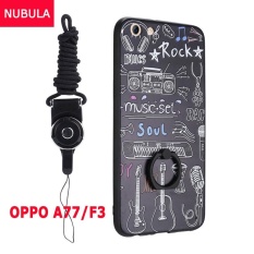 For OPPO A77/OPPO F3 Case Penutup Baru Hot Jual Fashion Ultra Tipis 3 D Stereo Relief Penuh Warna Lukisan Lembut Belakang Covers/Anti Jatuh Ponsel Menutupi/Tahan Terhadap Guncangan Ponsel Case With Logam Cincin And Ponsel Tali (Hitam Musik)