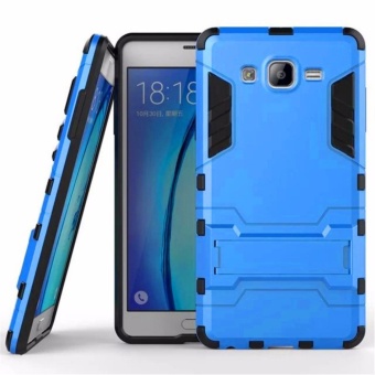 Gambar For Samsung Galaxy Grand Prime G530 Silicon Frame Hard PlasticShockproof Phone Case With Holder (Blue)   intl