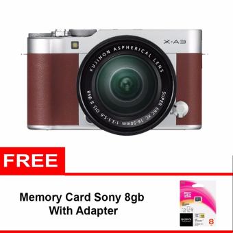 Fujifilm X-A3 Kit 16-50mm - 24.2MP - Brown + Memory Sony 8gb  