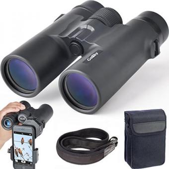 Gambar Gosky 10x42 Binoculars for Adults, Compact HD Professional Binoculars for Bird Watching Travel Stargazing Hunting Concerts Sports BAK4 Prism FMC Lens With Phone Adapter Strap Carrying Bag