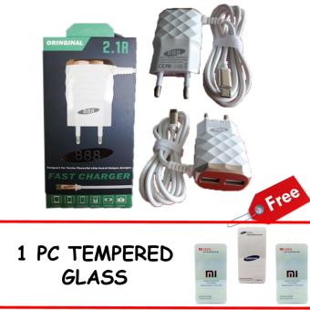 Gambar Grade AA 888 2,1A 15W Smart Fast Charger With 3 Outputs + FREE Xiaomi Mi 4i Tempered Glass