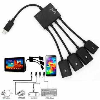 Grade AA Multifunction Micro USB OTG Hub 4 in 1 Kabel Data & Charger Adapter untuk Smartphone Android & Adapter + FREE 1 PC BUMPER SILICON PELINDUNG HANDPHONE
