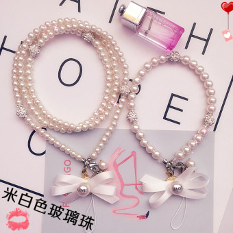 Gambar Han chao telepon berlian mutiara lanyard pergelangan tangan dengan tali halter